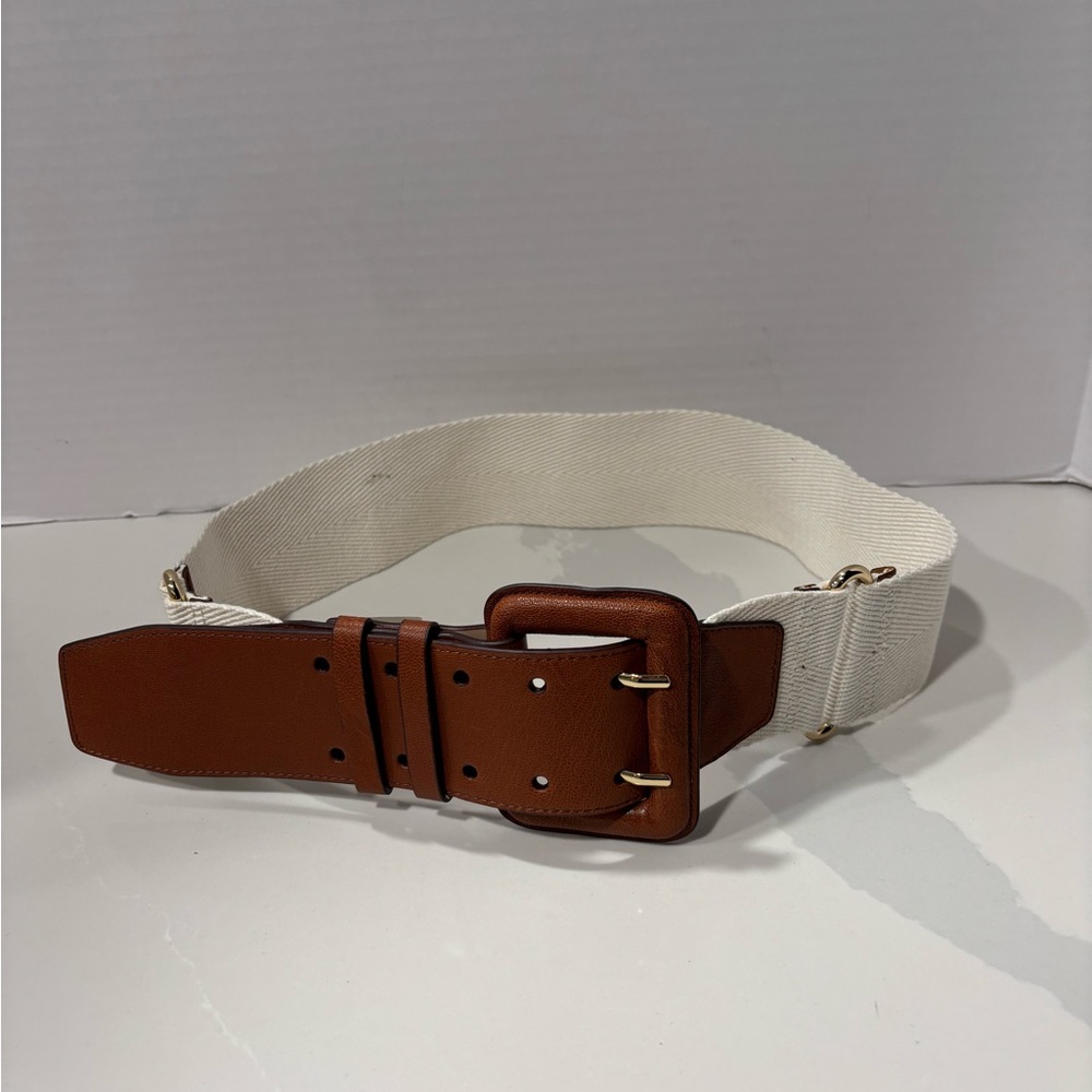 Cole Haan Women’s Military Wide CVS Belt in Natural & Woodbury Size M New